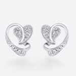 White Gold Lab Diamond Earrings​ Heart-Shaped Pavé Stud Earrings