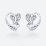White Gold Lab Diamond Earrings​ Heart-Shaped Pavé Stud Earrings