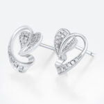 White Gold Lab Diamond Earrings​ Heart-Shaped Pavé Stud Earrings