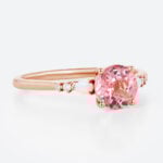 Round Cut Pink Sapphire Ring​ 1.7ct Modern Vintage Engagement Ring with Opal Accents in Rose Gold