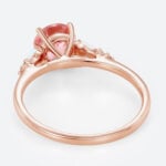 Round Cut Pink Sapphire Ring​ 1.7ct Modern Vintage Engagement Ring with Opal Accents in Rose Gold