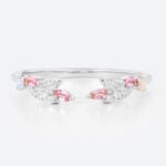 Open Stacking Ring Nature-Inspired Multi Stone Wedding Band in White Gold