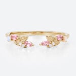 Open Stacking Ring Nature-Inspired Multi Stone Wedding Band in Yellow Gold