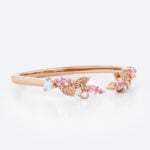 Open Stacking Ring Nature-Inspired Multi Stone Wedding Band in Rose Gold