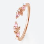 Open Stacking Ring Nature-Inspired Multi Stone Wedding Band in Rose Gold