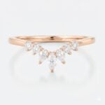 0.27ct Curved Lab Diamond Ring​ Multi-cut Stacked Wedding Rings in Rose Gold