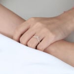 0.27ct Curved Lab Diamond Ring​ Multi-cut Stacked Wedding Rings in Rose Gold