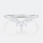 0.27ct Curved Lab Diamond Ring​ Multi-cut Stacked Wedding Rings in White Gold