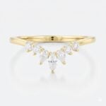 0.27ct Curved Lab Diamond Ring​ Multi-cut Stacked Wedding Rings in Yellow Gold