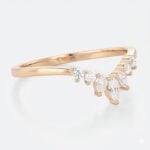 0.27ct Curved Lab Diamond Ring​ Multi-cut Stacked Wedding Rings in Rose Gold