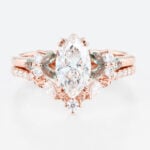 1ct Marquise Cut Lab Diamond Ring​ Set Enchanted Garden 4 Double Claw Prong Engagement Ring in Rose Gold