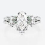 1ct Marquise Cut Lab Diamond Ring​ Set Enchanted Garden 4 Double Claw Prong Engagement Ring in White Gold