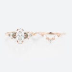 1ct Marquise Cut Lab Diamond Ring​ Set Enchanted Garden 4 Double Claw Prong Engagement Ring in Rose Gold