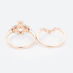 1ct Marquise Cut Lab Diamond Ring​ Set Enchanted Garden 4 Double Claw Prong Engagement Ring in Rose Gold