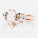 1ct Marquise Cut Lab Diamond Ring​ Set Enchanted Garden 4 Double Claw Prong Engagement Ring in Rose Gold