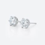 Round Lab Diamond Stud Earrings 2ctw Six-Prong Setting Earrings in White Gold