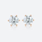 Round Lab Diamond Stud Earrings 2ctw Six-Prong Setting Earrings in Rose Gold
