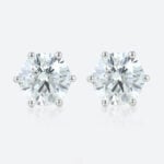 Round Lab Diamond Stud Earrings 2ctw Six-Prong Setting Earrings in White Gold