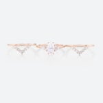 3PCS Marquise Moissanite Ring​ Chevron Stacking Bridal Ring Set in Rose Gold