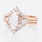 3PCS Marquise Moissanite Ring​ Chevron Stacking Bridal Ring Set in Rose Gold