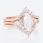 3PCS Marquise Moissanite Ring​ Chevron Stacking Bridal Ring Set in Rose Gold