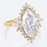 3ct Lab Grown Diamond Rings​ Marquise Floral Halo Cluster 6-Prong Ring in Yellow Gold