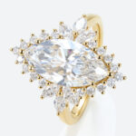 3ct Lab Grown Diamond Rings​ Marquise Floral Halo Cluster 6-Prong Ring in Yellow Gold