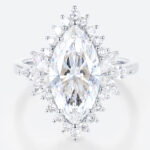 3ct Colorless VS+ Marquise Cut Lab Grown Diamond Floral Cluster 6-Prong Engagement Ring (7)