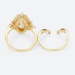 Marquise Cut Lab Grown Diamond Rings​ Set 3ct Floral Halo Ring Set in Yellow Gold