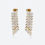 Baguette Cut Lab Grown Diamond Modern Geometric Stud Drop Earrings