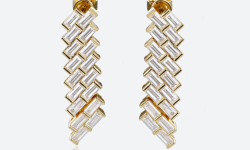 Baguette Cut Lab Grown Diamond Modern Geometric Stud Drop Earrings Baguette Cut Lab Grown Diamond Modern Geometric Stud Drop Earrings