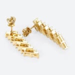 Yellow Gold Stud Earrings Baguette Cut Lab Diamond Modern Geometric Stud Drop Earrings