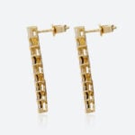 Yellow Gold Stud Earrings Baguette Cut Lab Diamond Modern Geometric Stud Drop Earrings