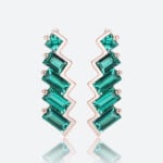 Emerald Stud Earrings for Women​ Art Deco Inspired Climber Earrings in Rose Gold
