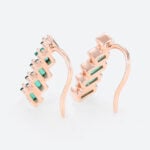 Emerald Stud Earrings for Women​ Art Deco Inspired Climber Earrings in Rose Gold