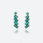 Emerald Stud Earrings for Women​ Art Deco Inspired Climber Earrings in Rose Gold