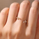 Diamond Enhancer Ring 0.2ctw Lab Diamond Leaf Stacking Rings in Rose Gold