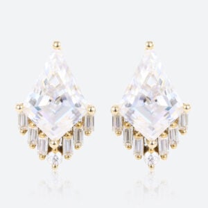 Kite Cut Lab Diamond Stud Earrings Art Deco 14k Gold Stud Earrings​ in Yellow Gold