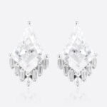 Kite Cut Lab Diamond Stud Earrings Art Deco 14k Gold Stud Earrings​ in White Gold