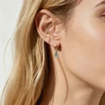 1.5ct Kite Cut Moss Agate Drop Earrings with Leaf & Bud Accents in Rose Gold