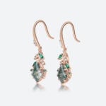 1.5ct Kite Cut Moss Agate Drop Earrings with Leaf & Bud Accents in Rose Gold