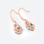 1.5ct Kite Cut Moss Agate Drop Earrings with Leaf & Bud Accents in Rose Gold