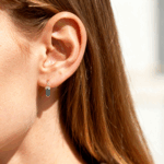 1.3ct Long Hexagon Cut Moss Agate Vintage-Inspired Lever Back Earrings in Rose Gold
