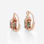 1.3ct Long Hexagon Cut Moss Agate Vintage-Inspired Lever Back Earrings in Rose Gold