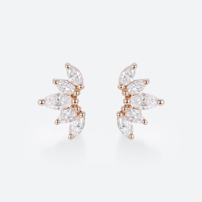 0.34ct Lab Diamond Stud Earrings for Women Marquise Angel Wing Earrings in Rose Gold