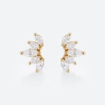 0.34ct Lab Diamond Stud Earrings for Women Marquise Angel Wing Earrings in Yellow Gold