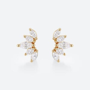 0.34ct Lab Diamond Stud Earrings for Women Marquise Angel Wing Earrings in Yellow Gold