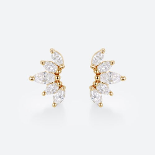 0.34ct Lab Diamond Stud Earrings for Women Marquise Angel Wing Earrings in Yellow Gold