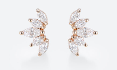 Marquise Cut Lab Grown Diamond Fan Cluster Earrings Angel Wing Stud Earrings in Rose Gold 0.34ct Lab Diamond Stud Earrings for Women Marquise Angel Wing Earrings in Rose Gold