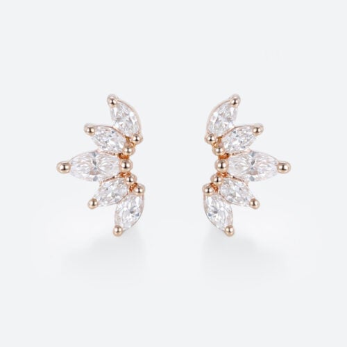 0.34ct Lab Diamond Stud Earrings for Women Marquise Angel Wing Earrings in Rose Gold